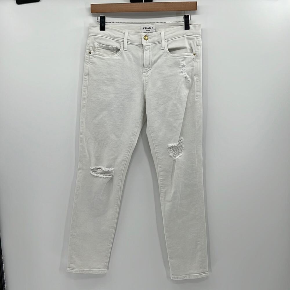 Frame Denim Le Boy White Jeans - 27
